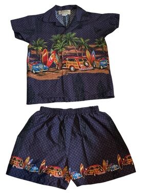 Vintage Royal Hawaiian Creations Surf & Woody Car Kids Summer Set